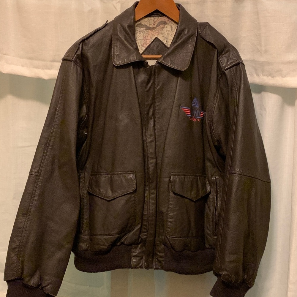 Brown Burk’s Bay Genuine Leather Jacket Size L